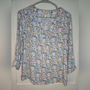 Cynthia Rowley Floral V-Neck Blouse